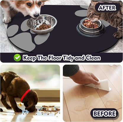 Dog Feeding Mat 24''x16'', Absorbent Pet Food Mat, No Stains Quick Dry Pet Water Mat Protect Floor, Cat Dog Water Bowl Mat for Messy Drinkers, Non-Slip Rubber Base Pet Placemats for Food and Water