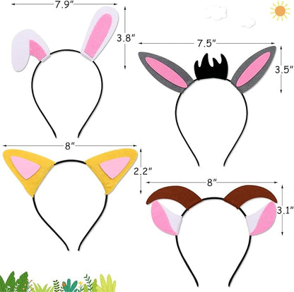 CiyvoLyeen Puppy Dog, Farm Animals Ear Headbands, for Birthday Party Decoration, Zoo Farmhouse Birthday Party Favors Supplies