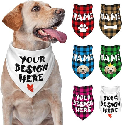 Custom Dog Bandana Add Your Text Photo Name Personalized Neckwear Bandanas Soft Customized Pet Scarf with Your Design Funny Gifts for Cat Dog Pet Style 06