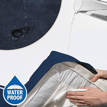 Comfort Expression Orthopedic Dog Bed for Large Dogs 38x25 Inch, Waterproof Supportive Egg Crate Foam Large Pet Bed with Removable Bolsters, Dog Couch with Washable Cover & Non-Slip Bottom, Navy Blue