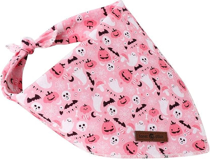 Lionet Paws Cotton Halloween Dog Bandanas Pink,Pumpkin Comfortable Dog Bandana Bibs Scarf Dogs Kerchief,Autumn Scarves for Medium Large Dogs Pets
