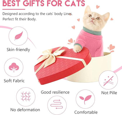 Sticky Cat Clothes Stretchy, Sphynx Hairless Sweater & Pajamas for Cats only, Soft Cat Onesie for Cats After Surgery Female Male & Hair Loss Prevention, Pink L