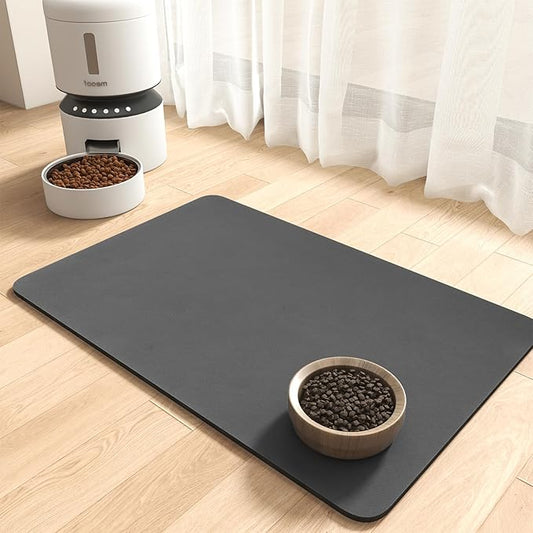 MontVoo-Absorbent Pet Feeding Mat-No Stains Pet Mat for Food and Water Bowl-Quick Dry Cat & Dog Food Mat Water Dispenser Mat-Pet Supplies Mat-Dog Water Bowl Mat for Messy Drinker,（Darkgrey,16"x24"）