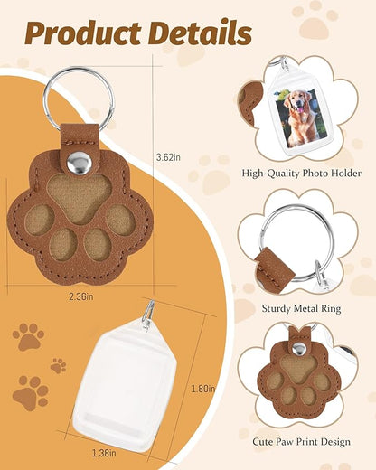 Seyaa Pet Memorial Gifts for Dog Owner Lovers, Dog Hair Storage Keychain with Photo Holder, Leather Paw Keychain Accessories