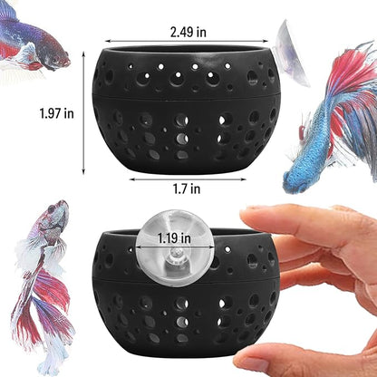 Fhiny Betta Tunnel, Aquarium Fish Hideout with Suction Cup - Shrimp Cave Aquarium Decor for Small Fish, Shrimp, Guppy Hiding & Resting (Black)