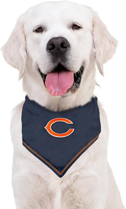 Pets First NFL Chicago Bears TIE Bandana, Large/X-Large. Dog Cat Scarf Bib for Pet. Ultimate Game-Day Party Bandana (CHI-3550-L-XL)