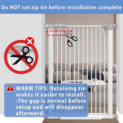 72.2"-76.7" Extra Wide Baby Gate, 40.5" Tall Dog Gate Indoor,Walk Through Pet Gates for Doorways Kitchen No Drilling Auto Close Pressure Mounted Safety Child Toddler Gate, White