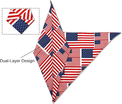 American Flag Dog Bandanas,4th of July Dog Bandana,Large Summer Triangle Patriotic Scarves for Memorial Day and Independence Day,Pet Outfits for Boys and Girls,Red,White & Blue(2PCS,Large)
