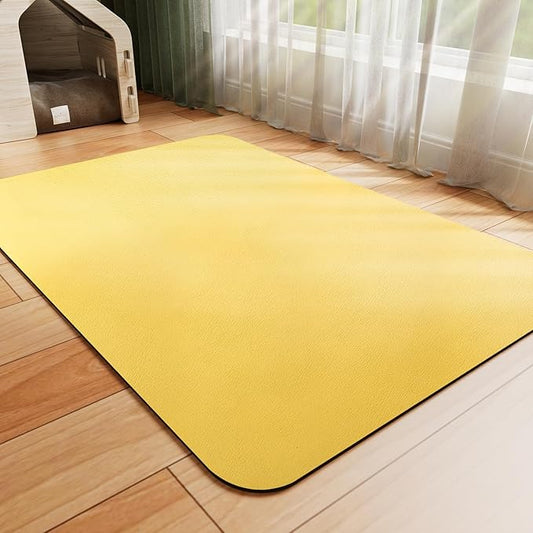 Dog Food Mat - Absorbent Cat Mat for Food and Water, No Stains Pet Feeding Bowl Mat, Easy to Clean Pet Placemats, Quick Dry Dog Water Dispenser Mat for Messy Drinkers | Yellow 18"x34"
