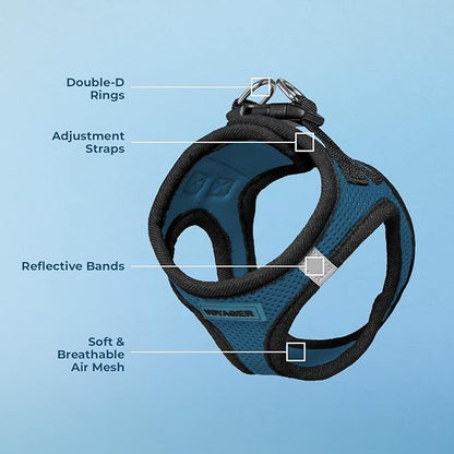 Best Pet Supplies Voyager Step-in Air Harness - All Weather Mesh, Reflective, No Pull Harness for Dogs, Cats - Secure with Hook & Loop Fastener, Buckle, Double D-Rings - Blue/Black Trim, XL