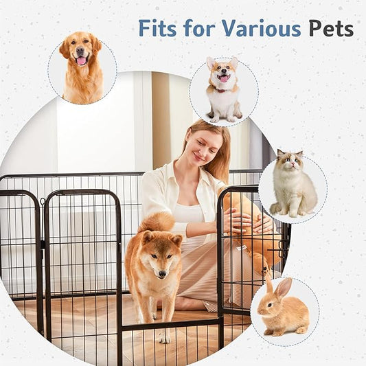 DUMOS Dog Playpen Indoor, Metal 24 Inch 16 Panels Foldable Pet Fence with Door, Outdoor Small Medium Large Dog Puppy Portable Exercise Play Pen for RV Camping, Trips, Play Yard