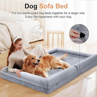 Large Dog Bed Orthopedic Washable: Beds Bolster XL Bed Large Big Dogs Egg Crate Foam Couch Sofa Waterproof with Removable Cover