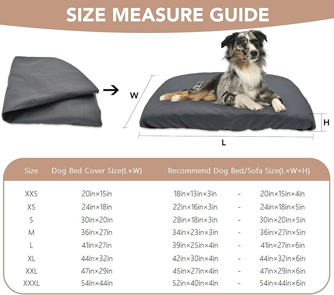 Dog Bed Cover Waterproof Replacement Machine Washable Covers for Dog Bed Heavy Duty Scratch Resistant Mattress Protector Pet Bed 36x27 Inch Grey Cover Only
