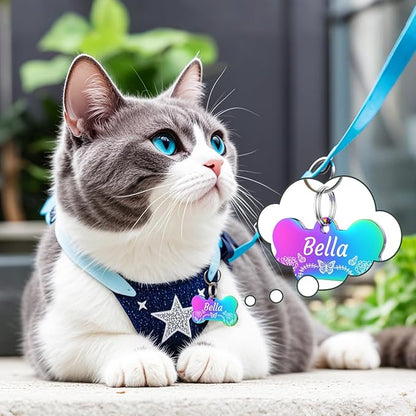 YEHANTI Dog Tags Personalized for Pets with Name Pattern Art Design - Engraved with Laser - Stainless Steel Cats Dogs ID Tags - Stylish Dog Collar Accessories (Bone)
