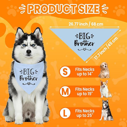 Big Sister&Baby Security in Training Dog Bandana, Dog Bandanas for Dogs Pet Accessories for Dogs Lovers Pregnancy Reveal Ideas, Soft Triangle Scarf for Small Medium Large Dogs (Big Brother Blue)