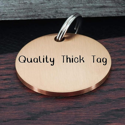 Ultra Joys Stainless Steel Dog ID Tag, Personalized Front and Back Engraving, Customized Dog and Cat Tags, Optional Engraved on Both Sides, Round Mountain on Bottom, Rose Small