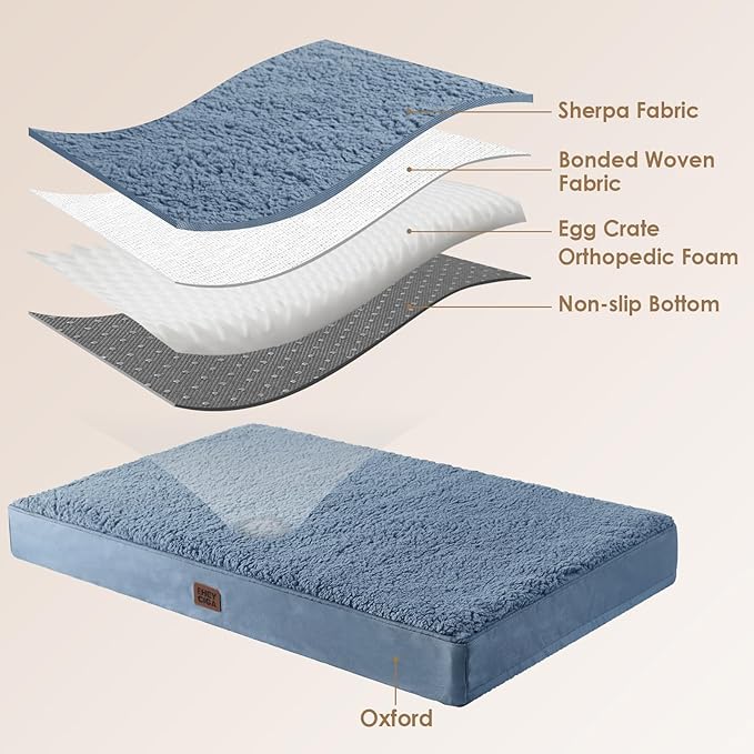 EHEYCIGA Orthopedic XXL Dog Beds for Jumbo Dogs with Removable Washable Cover for Crate, Spa Blue, 47x29