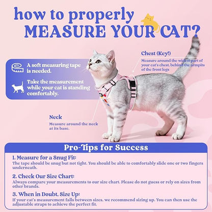rabbitgoo Cat Harness and Leash for Walking, Escape Proof Soft Adjustable Vest Harnesses for Cats, Easy Control Breathable Reflective Strips Jacket, Purrty Pink, XXS