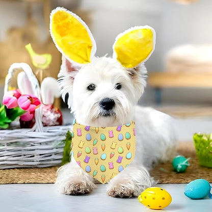 Easter Dog Bandana, 2 Pack Adjustable Holiday Party Pets Rabbit Easter Egg Bandana Triangle Bibs Cat Scarf Set