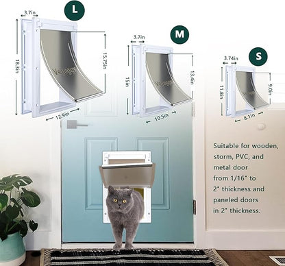 Pet Door Dog Door Easy Install - Wood & PVC Doors & Walls，Cat Door Free Movement & Flexible Control - 2 Magnetic Flaps & Sliding Lock,Telescoping Frame,5 3/4" x 9 1/3" for Small Dogs Cats Up to 15 lb