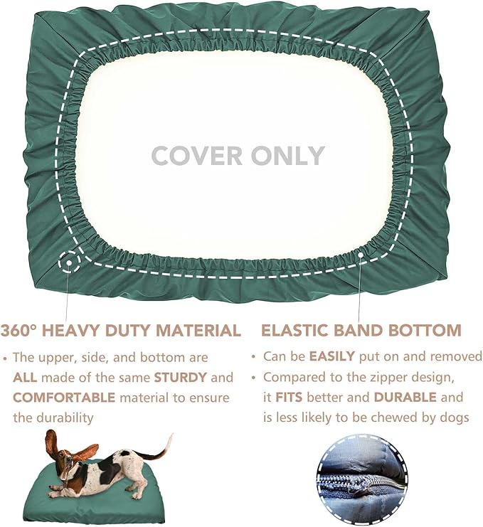 Dog Bed Cover Waterproof Replacement Machine Washable Covers for Dog Bed Heavy Duty Scratch Resistant Mattress Protector Pet Bed 54x44 Inch Dark Green Cover Only