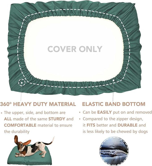Dog Bed Cover Waterproof Replacement Machine Washable Covers for Dog Bed Heavy Duty Scratch Resistant Mattress Protector Pet Bed 47x29 Inch Dark Green Cover Only