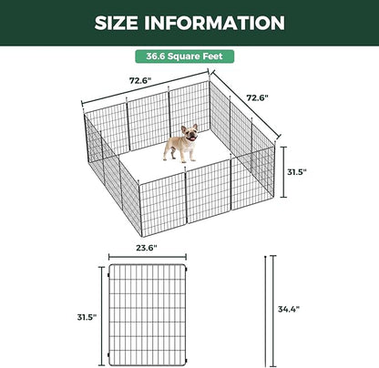 FXW MiniPaws Unleashed Dog Playpen, Expandable & Portable Design for Yard, RV Camping and Indoor Use, for Small and Medium Dogs, 32-inch 12 Panels