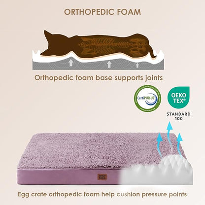 EHEYCIGA Orthopedic XXL Dog Beds for Jumbo Dogs with Removable Washable Cover for Crate, Fog Purple, 47x29