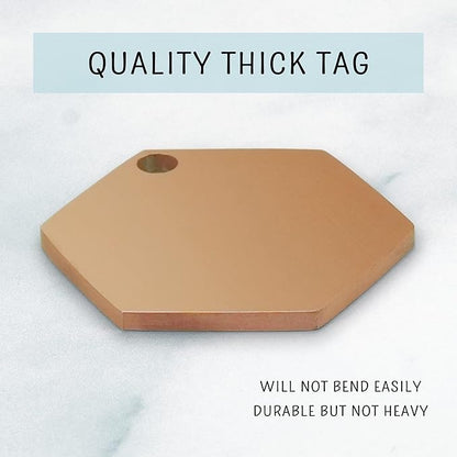 Ultra Joys Custom Personalized Dog ID Tag - Stainless Steel Hexagon Rose Gold Large