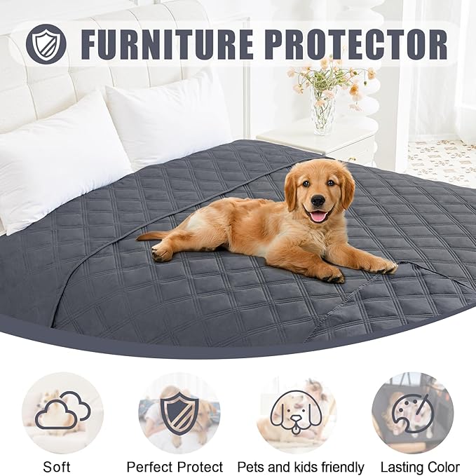 Smiry Waterproof Dog Bed Cover Blanket 40x50, Soft Reversible Pet Blanket, Washable Leakproof Cats Dogs Couch Cover for Sofa, Couch, Furniture, Dark Grey/Dark Grey