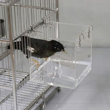 Hanging Bird Bath Cube Bird Bathtub Bath Shower Box Bowl Cage Accessory for Bird Canary Budgerigar Parrots Crested Myna Cockatiel, Big