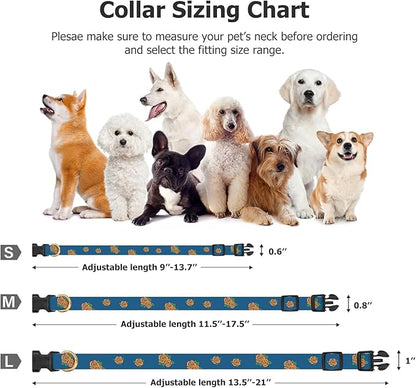 Cotton Handmade Dog Collar Cute and Distinctive Patterns Blue Rose with Pendant for Girl Boy Dogs Collars S
