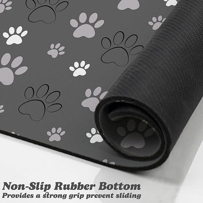 Dog Food Mat, Absorbent Water Bowl Mats Cat Pet Feeding Placemats Dark Gray 24 * 32 inch