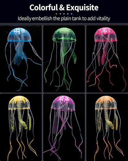 Uniclife 6 Pcs Glowing Jellyfish Ornament Decoration for Aquarium Fish Tank