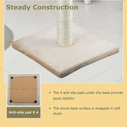 Dimaka 29" Height Tall Cat Scratching Post, Claw Scratcher with Sisal Rope and Covered with Soft Smooth Plush, Vertical Scratch [Full Strectch] for Standard Size Cats (Light Brown, 29 inches)