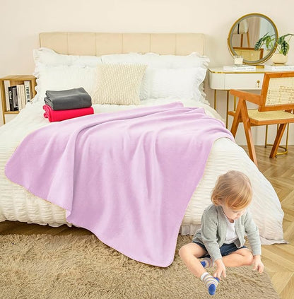 Fleece Throw Blankets Bulk Fleece Blankets Solid Wholesale Lightweight Warm Soft for Pet Bed Sofa Couch Office Wedding Gifts Travel Seasons Lilac 50x60 Inches Pack of 6