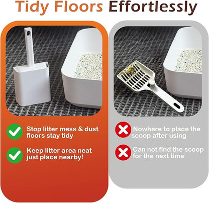 Cat Pooper Scooper, 2 in 1 Cat Litter Scoop with Holder Stand Cat Stuff Cat Scooper for Litter Box Cat Accessories Cat Supplies Kitty Litter Scoop Heavy Duty and Easy Clean Scoop Away Cat Litter