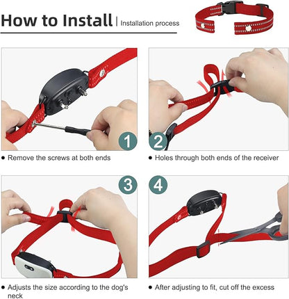 Collar Replacement Strap, Reflective Replacement Nylon Collar Strap Dog GPS Training Bark Receiver Collars, Durable Adjustable E Collar Straps for Small Medium Large Dogs, Red