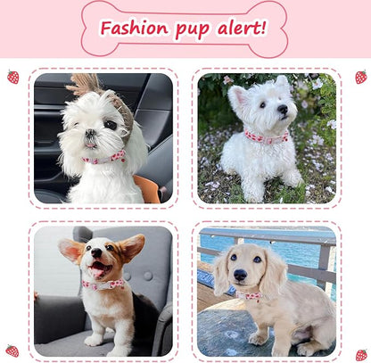 Strawberry Dog Collar, Cute Pink Dog Collars for Medium Dogs, Sweet Fresh Style Pet Collar Medium Dog Collars, Puppy Collar with Quick Release Buckle for Girl Boy Dog-M
