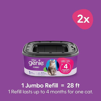 Litter Genie Refill Bags | Jumbo,56 Total ft | Up to 8 Months of Supply in 2 cartridges-| Ultimate Odor Control Cat Litter Bags,2 Count (Pack of 3)
