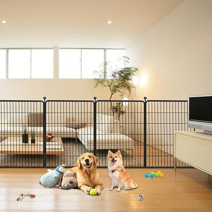 Dog Playpen 40 inch 2 Panels Indoor Dog Pen for Large/Medium/Small Dogs Heavy Duty Metal Dog Fence Outdoor for Yard, Puppy Playpen with Door Portable Pet Fence for RV Camping Yard