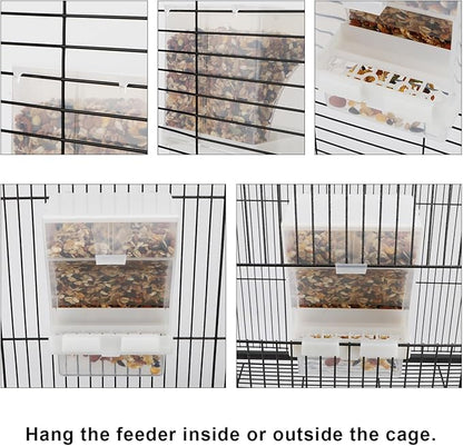 Hypeety Automatic Bird Feeder No Mess Pet Feeder Seed Food Container Perch Cage Accessories for Budgerigar Canary Cockatiel Finch Parakeet
