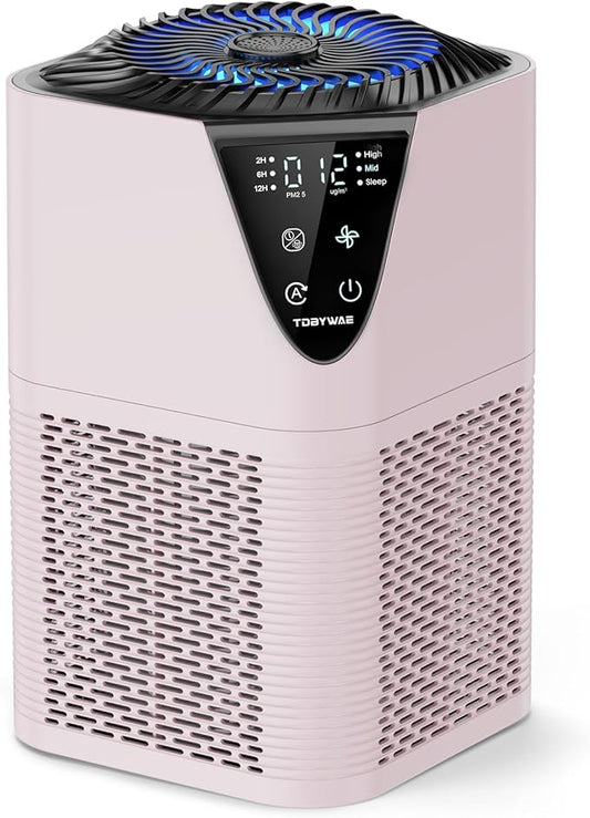 Air Purifiers for Home Large Room up to 1750 Sq Ft, H13 True HEPA Filter Air Purifiers for Bedroom, 25dB Quiet for Home,Bedroom,Office (Pink)
