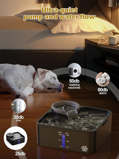 Kastty 2 Gallon Dog Water Fountain Ultra Large/Wide Pet Fountain BPA-Free Premium Dog Water Bowl Dispenser with 5 Filtration Safe Pump& LED Shortage Reminder, Large Dogs Cats& Multi-Pet Home FS55