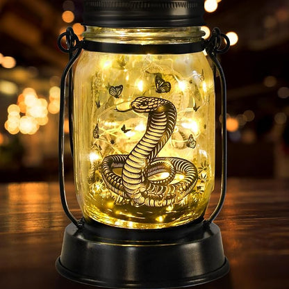 Snake Gifts for Women/Men Snake Solar Lanterns Mom Birthday King Cobra Snakes Animal Lovers Lantern Animal Memorial Lights Solar Garden Decoration for Yard, Patio,Backyard,Porch Torches, Home Decor