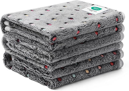 Luciphia 1 Pack 3 Blankets Super Soft Cute Dot Pattern Pet Blanket Flannel Throw for Dog Puppy Cat Small(23x16), Grey