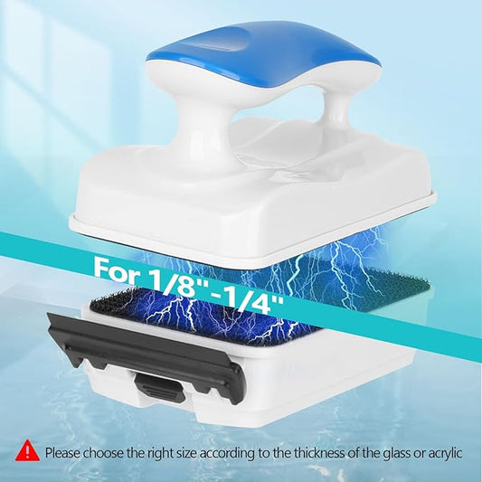 AQQA Aquarium Magnet Glass Cleaner,Dolphin Series-Fish Tank Algae Scraper Brush Cleaner for Glass or Acrylic,2 Detachable Blades Floating Cleaning Tool for 1/8"-1/4" Thickness