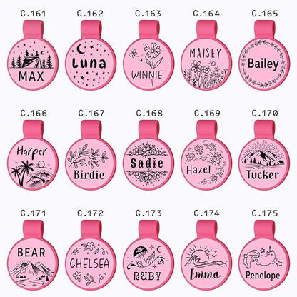 Silent Silicone Dog Tags, Custom Engraved Pet ID Tags for Cats and Dogs, Personalized Small Size Cat Tags with Cute Designs (Designs, Regular)