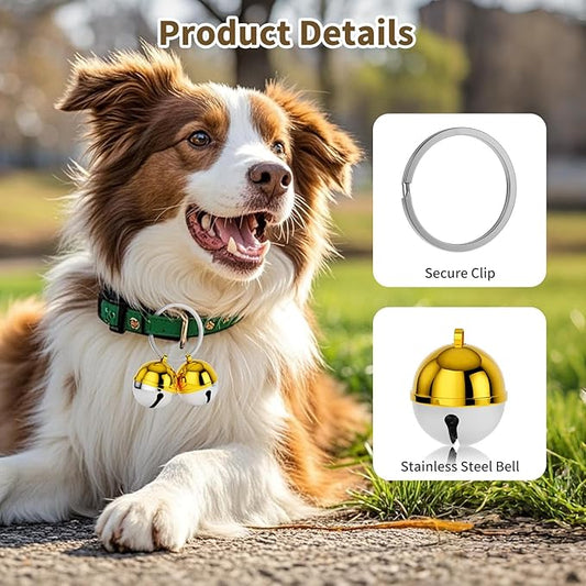 Dog Collar Bells, 2 Pack Extra Loud Dog & Cat Bells for Tracking & Safety, Stainless Steel Pet Tracker Training Bells for Small Medium Large Dogs & Cats (Multi-Color)