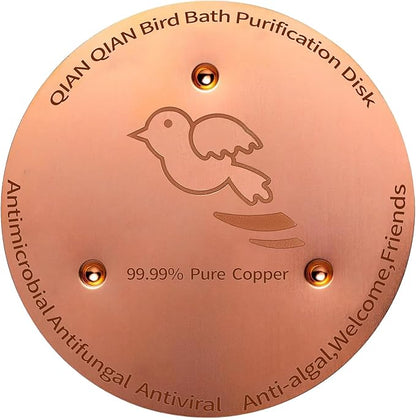 Bird Bath Copper Disk, Copper Bird Bath Purification Disk, Pure Copper Cleaning Disk with Triple-Point Support for Physical Safe Clean Water All-Season, Universal Fit for Outdoor Bird Baths & Bowls